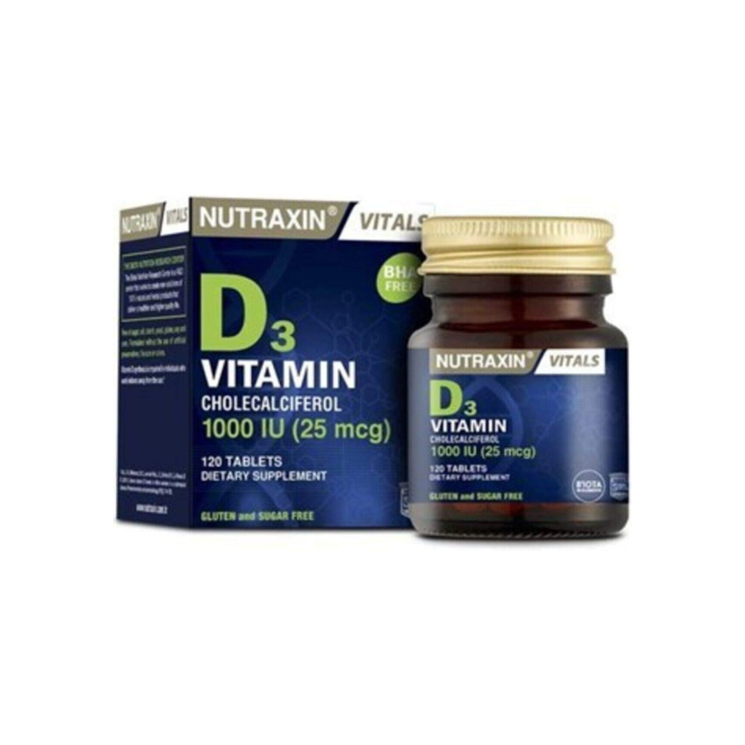 Nutraxin Vitals D3 Vitamin Cholecalciferol 1000Iu 25Mcg 120S