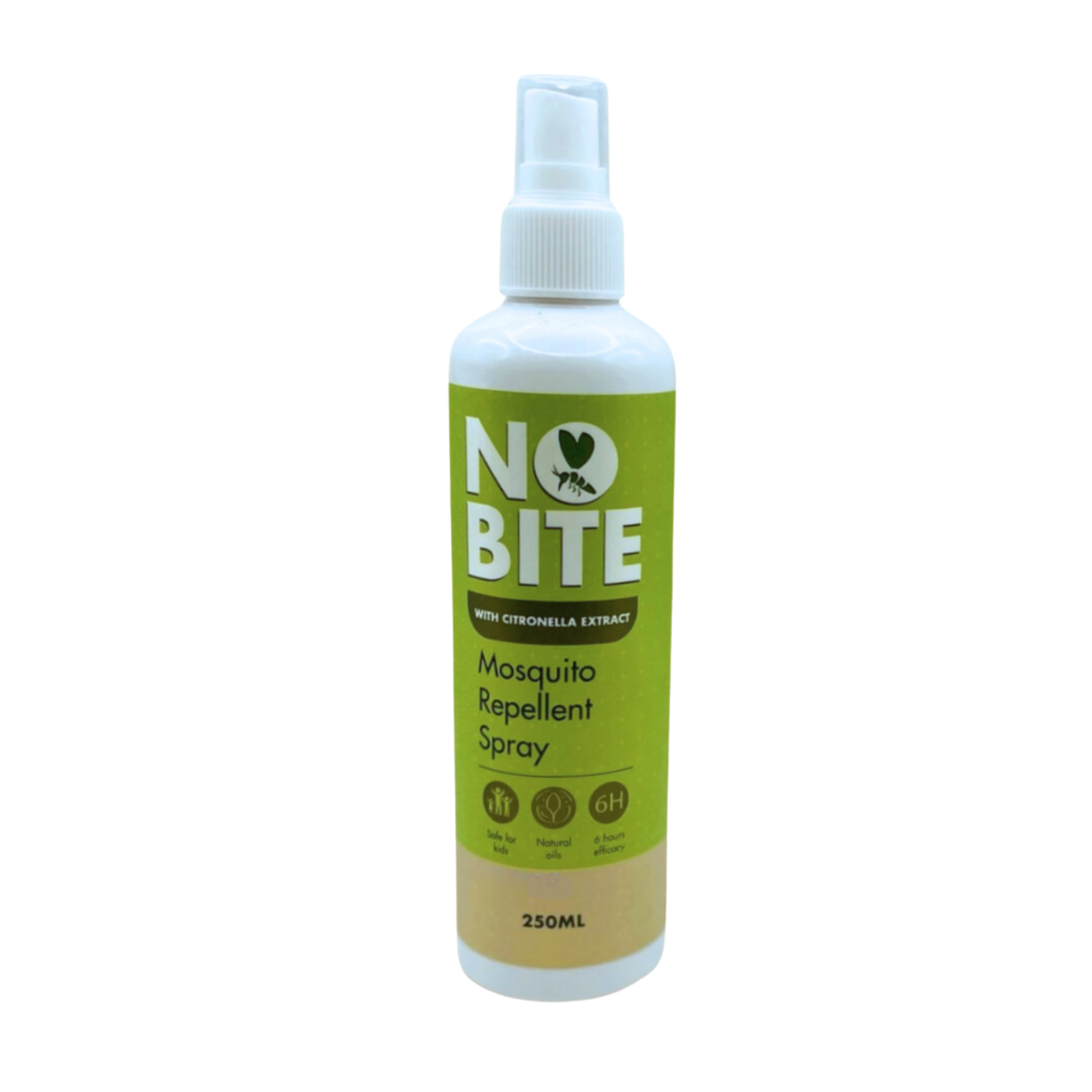 No Bite Mosquito Repellent Spray - 250ml, Citronella Extract, Long-Lasting Mosquito Protection, Alcohol-Free, DEET-Free, Plant-Based, Non-Staining, Pleasant Scent