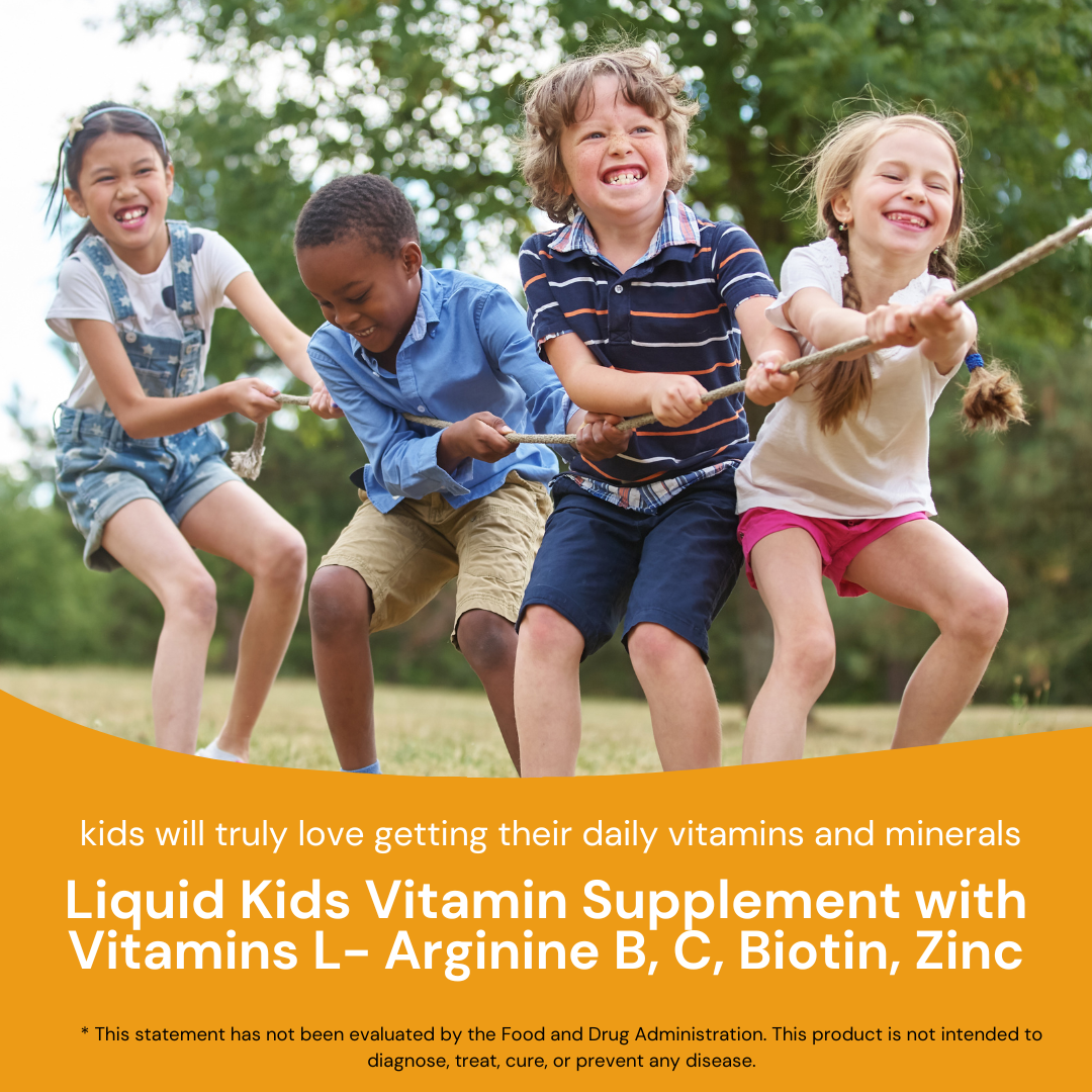 Vitago Kids L-Arginine Multivitamin Liquid for Boy, Orange Flavored - 150ml, Boosts Growth & Energy, Complete Nutrition