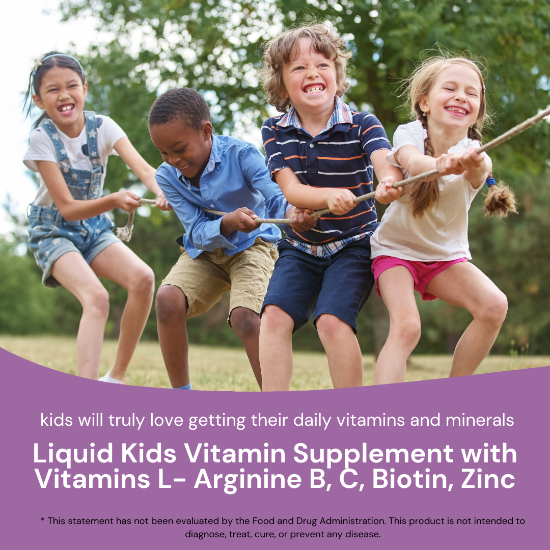 Vitago Kids L-Arginine Multivitamin Liquid for Girl, Orange Flavored - 150ml, Boosts Growth & Energy, Complete Nutrition