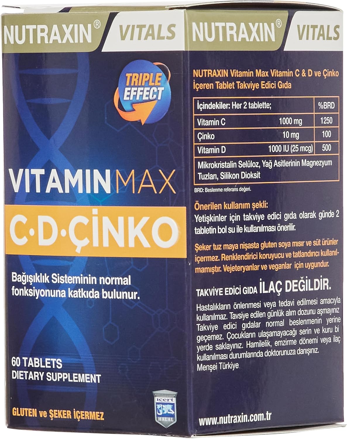 Nutraxin Vitals Vitamin Max C+D+Zinc 60 Tabs