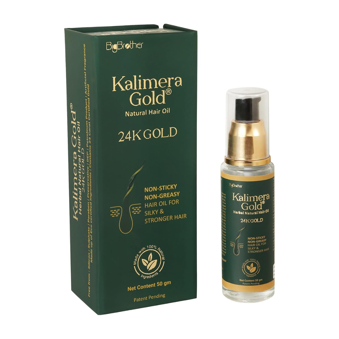Kalimera Gold Herbal Natural Hair Oil 24K Gold - 50gm, World's First Artisanal Hair Oil with Real Gold for Normal Hair Growth & Scalp Health