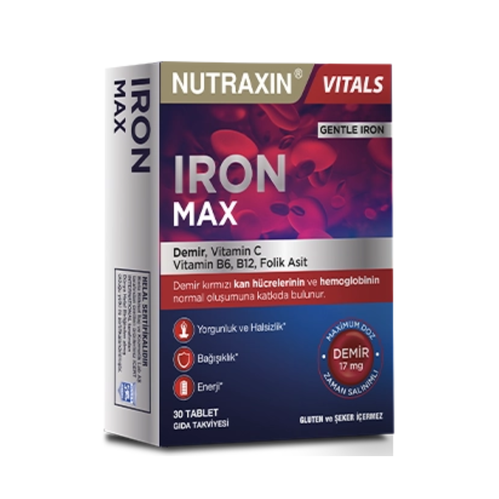 NUTRAXIN IRON MAX VITC,B6,B12,FOILC ACID 3O Tablets