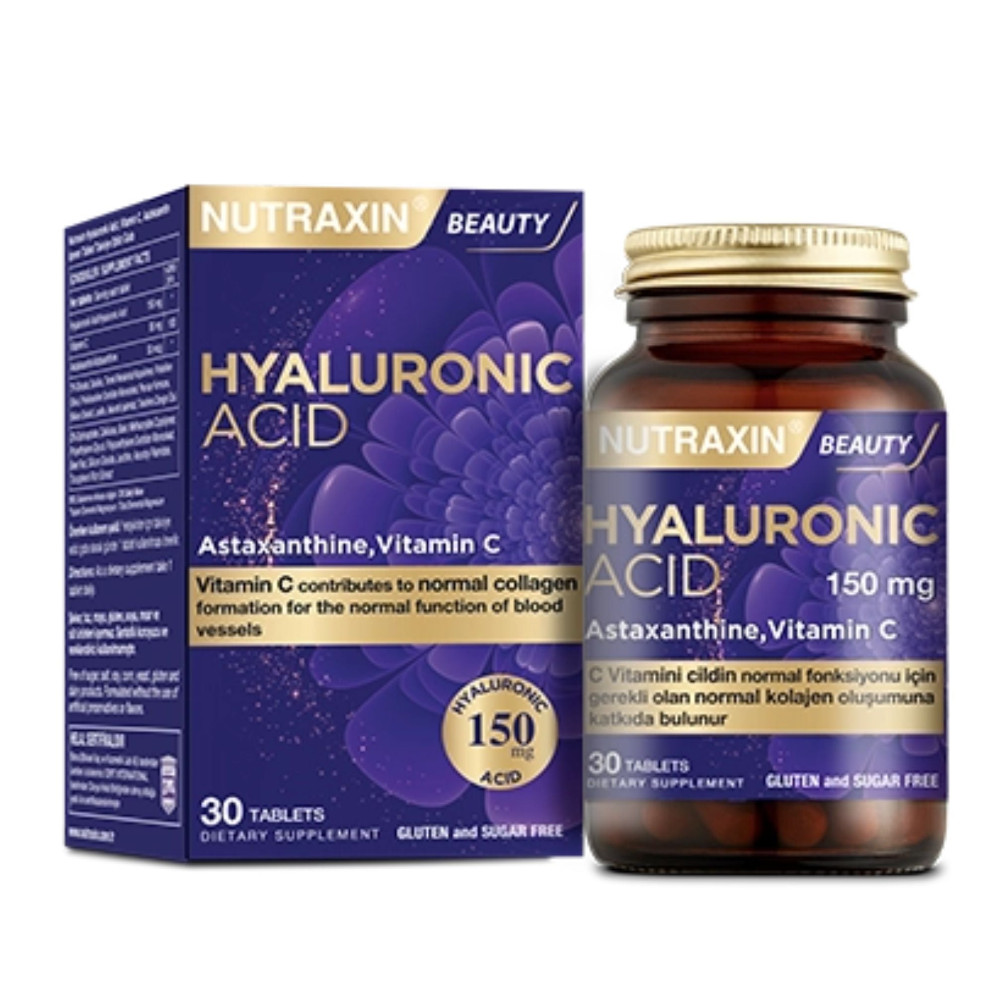 NUTRAXIN HYALURONIC ACID ASTAXASTHINE, VITAMIN C 30 Tablets