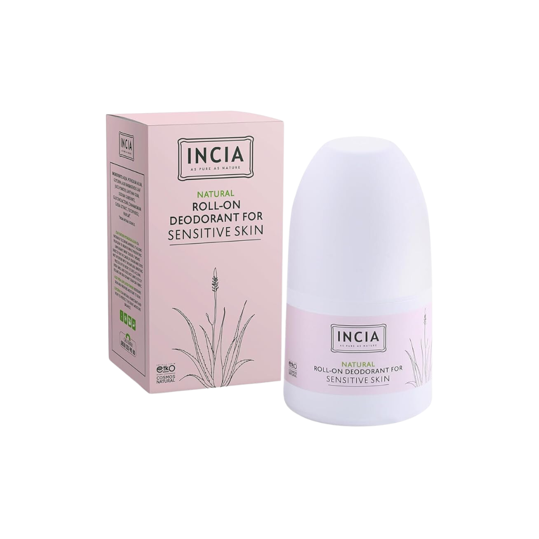 INCIA Natural Roll-On Deodorant for Sensitive Skin, 100% Natural - 50ml