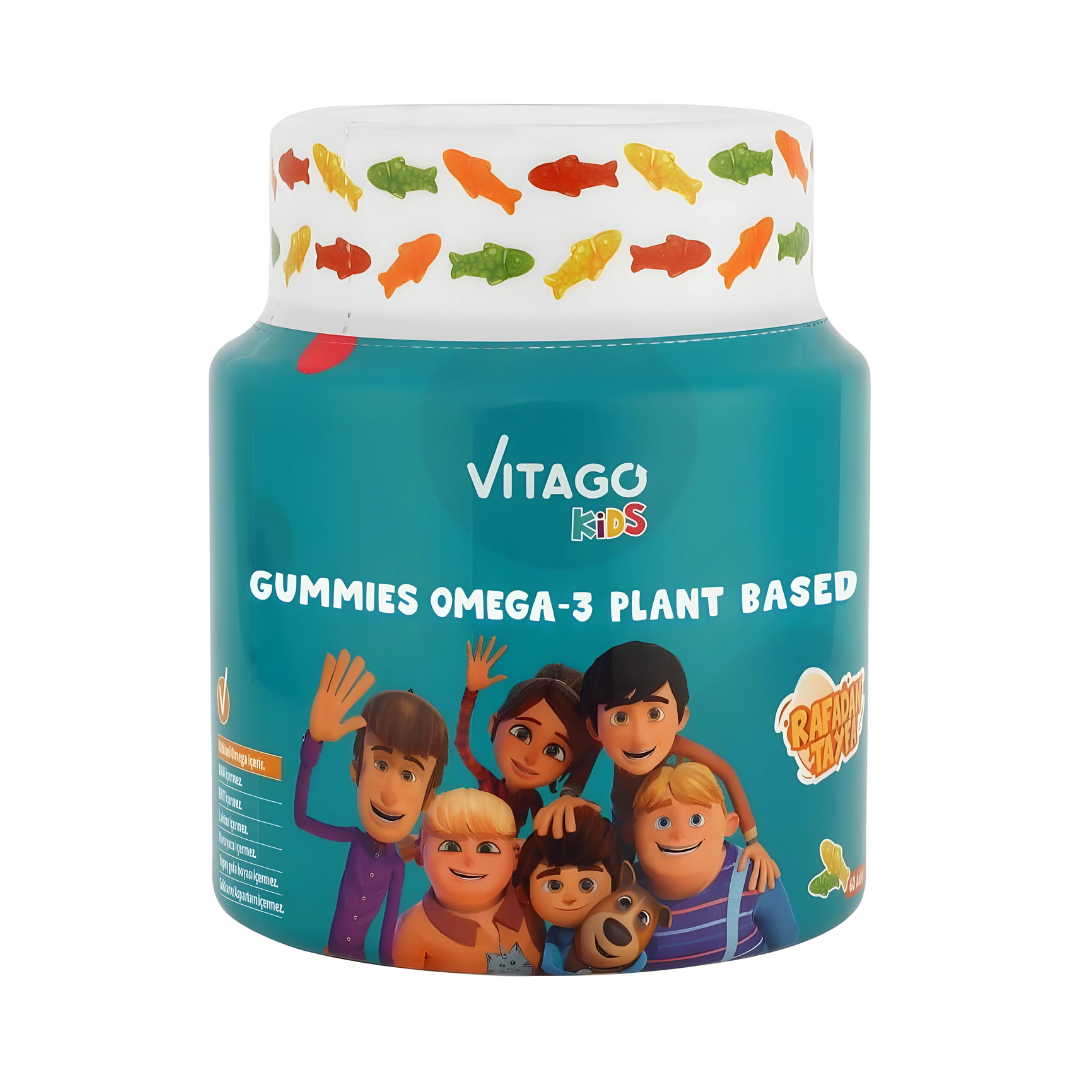 Vitago Kids Omega-3 Gummies, Plant-Based DHA, Supports Brain, Eye & Heart Health, Natural Fruit Flavor - 60 Gummies