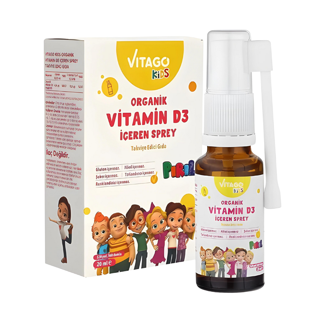 Vitago Kids Organic D3 Spray - 20 ml, Drops/Spray, 500IU, High AbsorptionSupports Bone, Muscle, and Immune Health